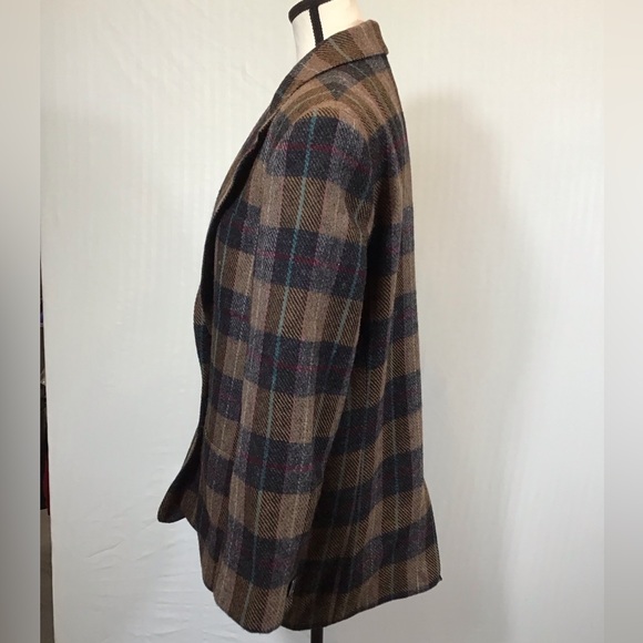 Vintage Harve Benard Womens Plaid Wool Blazer Size 10 Oversized 2 Button Jacket - Picture 8 of 16